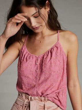 Anthropologie Kit Textured Button-Front Camisole (Pink)